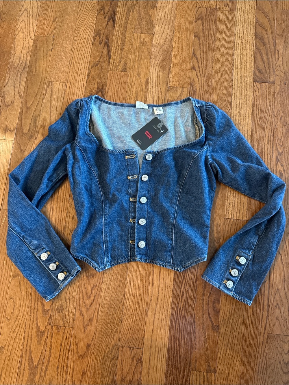 Levi's Blue Denim Button-Front Crop Shirt